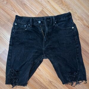 Black Levi’s Distressed Denim Cutoff Shorts